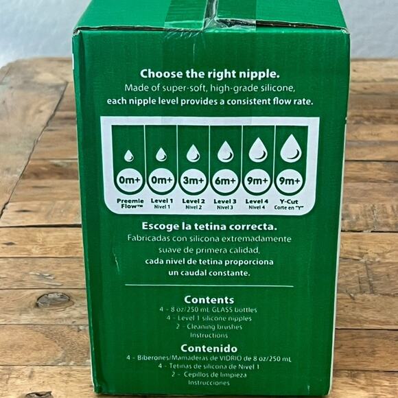 Dr Brown's Anti-Colic Narrow Glass Baby Bottles 0m+ Set of 4 8 oz 250 mL - Picture 5 of 9